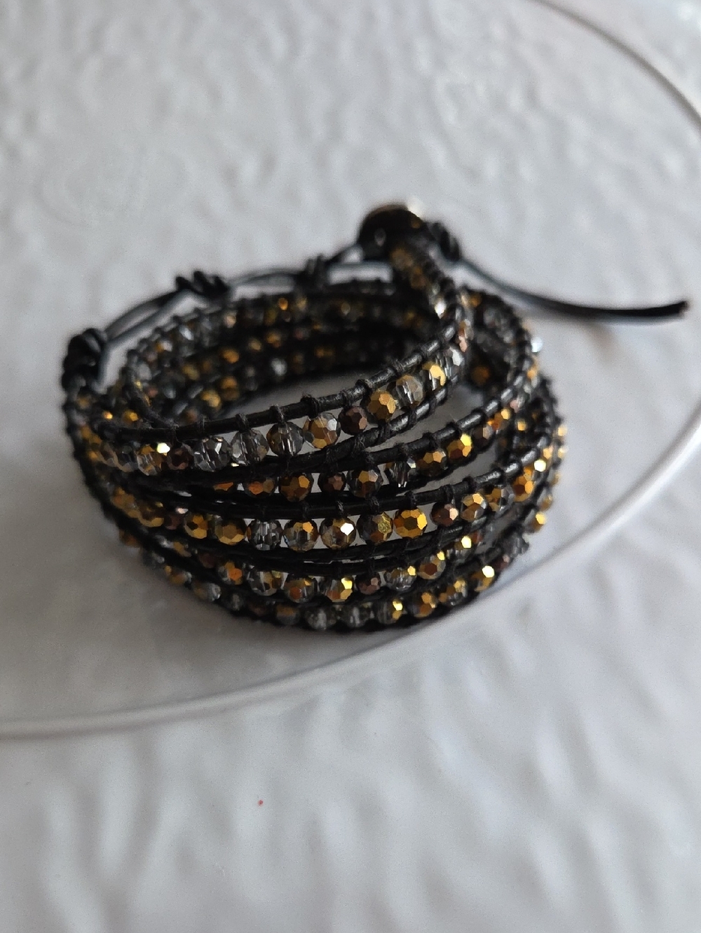 Victoria Emerson Black Gold & Silver 5 Wrap Bracelet
